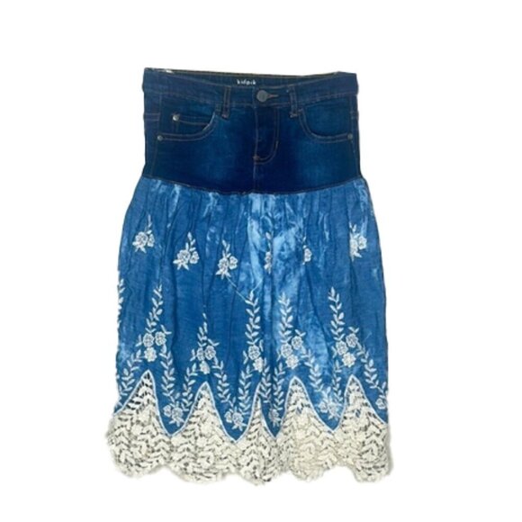 kidpik Other - ❤️ KIDPIK Blue and White tie-dye  Embroidered Skirt girls 8